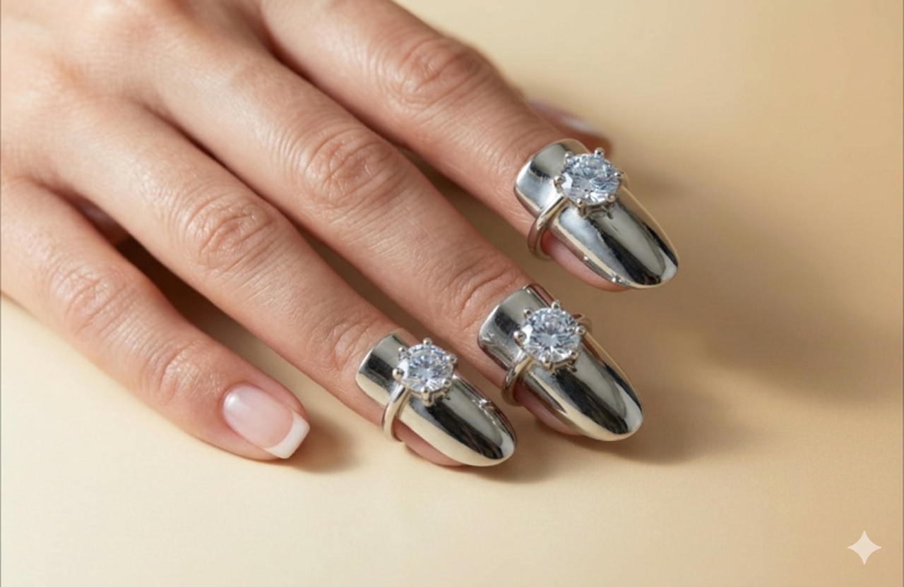 1pcs Silver Medievil fingernail ring | No Tarnish