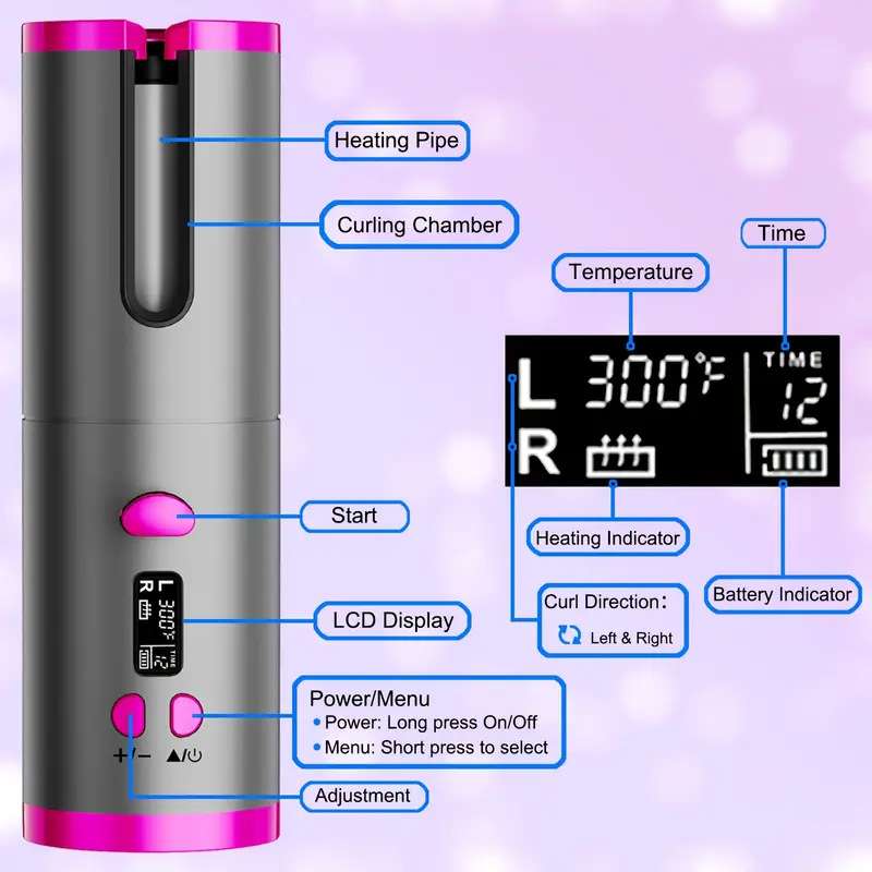 wireless hair curling iron rechargeable hair styling tool + Free gift