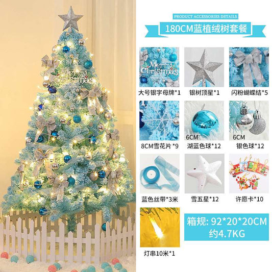 180cm/6feet Blue Flocking Christmas tree  with Accessories full Tree package