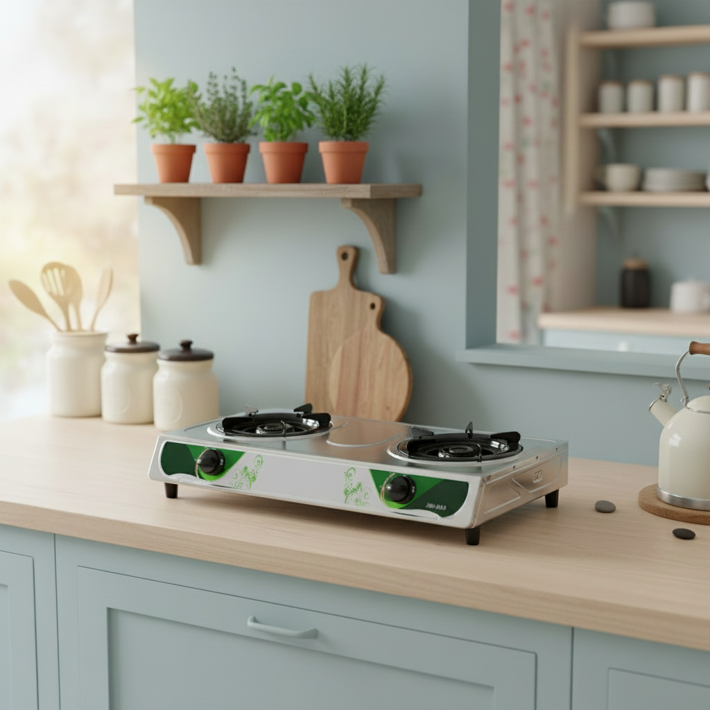 Double burner Stainless steel Gas Stove [AUTOMATIC IGNITION] very hot flame