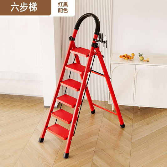 Red step ladder Carbon Steel house hold ladder