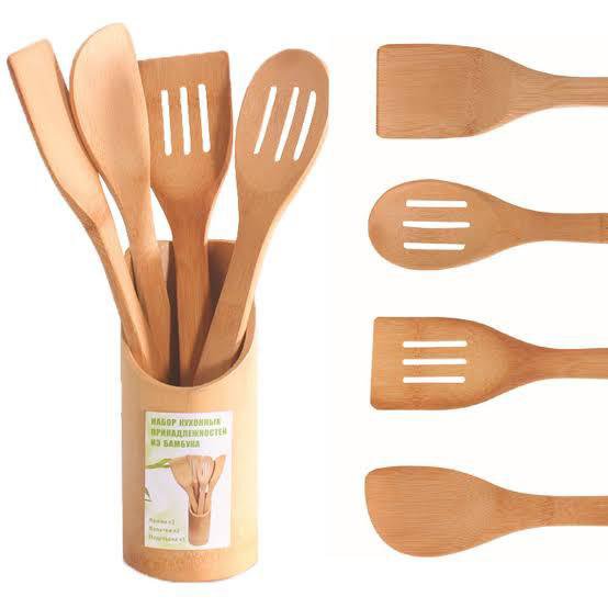 4pcs Bamboo Spatula wooden cooking spoon