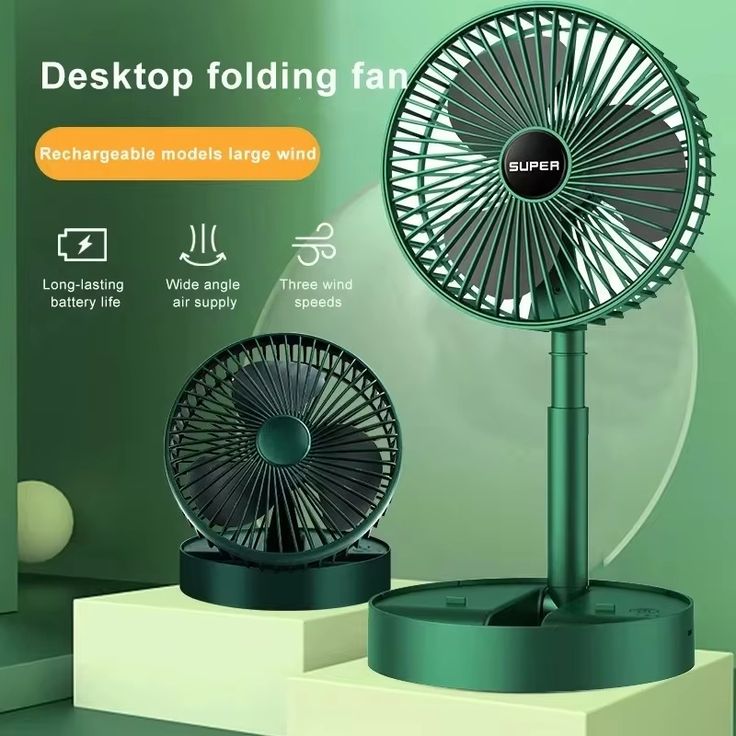Green [charging model] 6 inches RETRACTABLE Fan