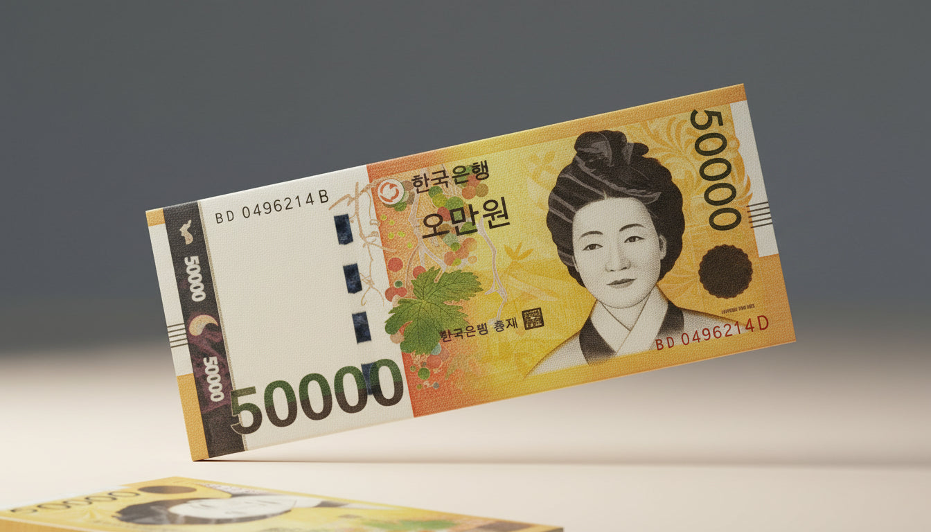 Korean currency leather wallet