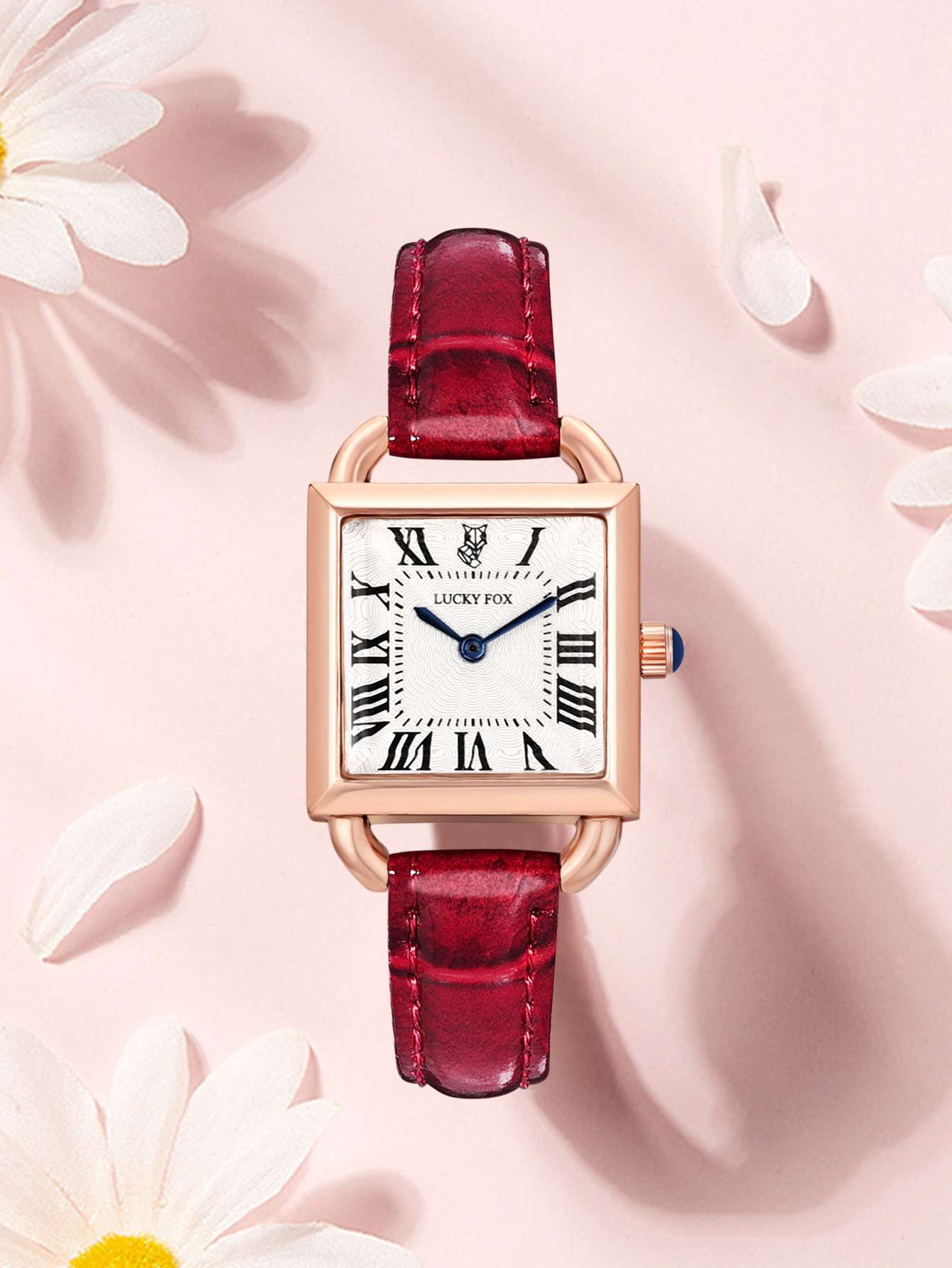 7 set Luckyfox  Watch Simple Casual Retro Quartz Leather Strap Women's Gift Box Set for Valentines gift