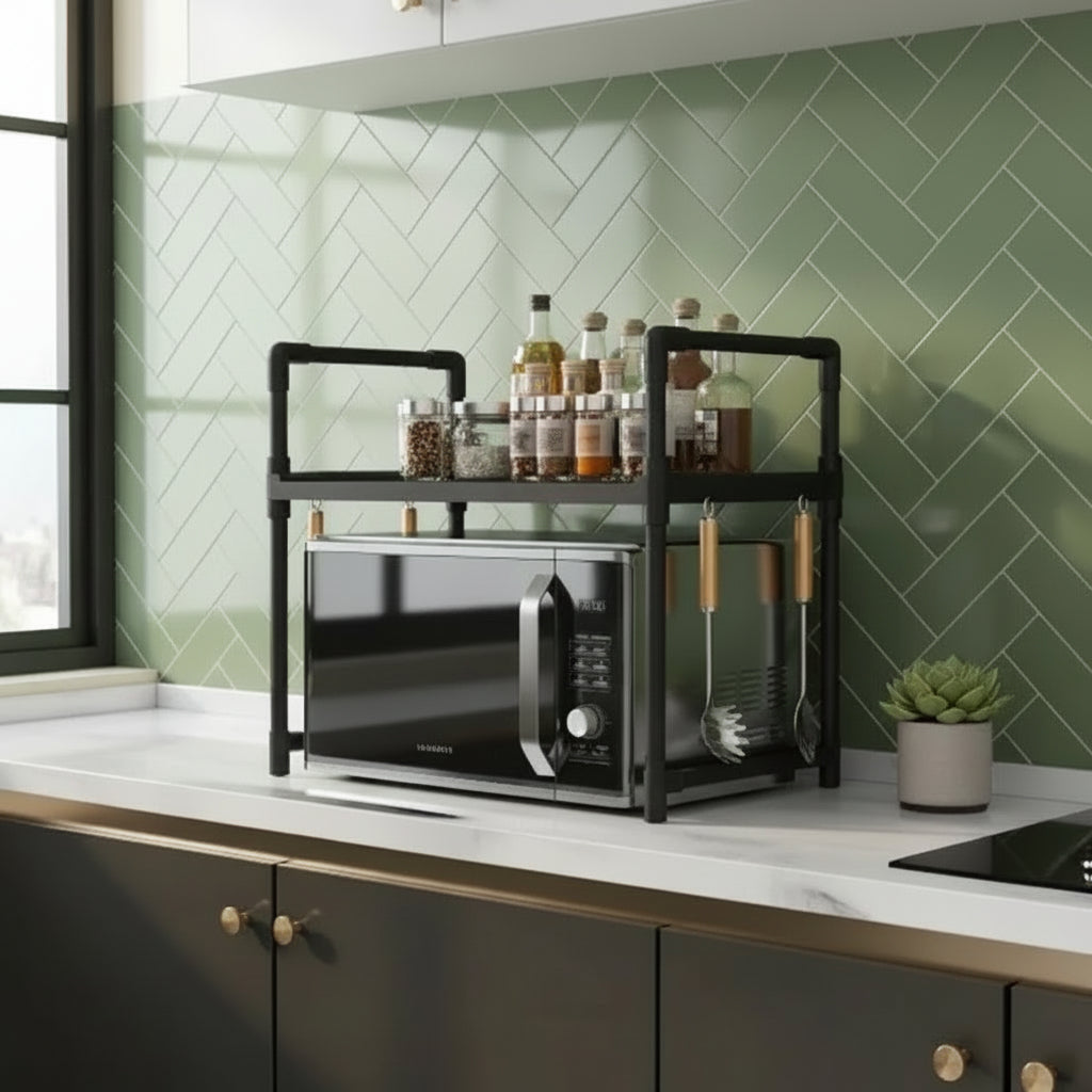 2 in 1 Strong Microwave Stand Wear  for Countertop Kitchen Utensils Tableware