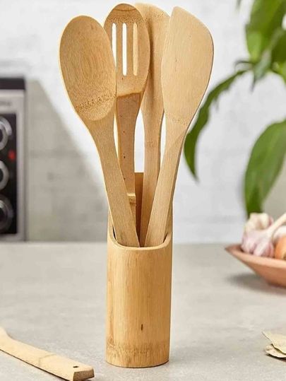 4pcs Bamboo Spatula wooden cooking spoon