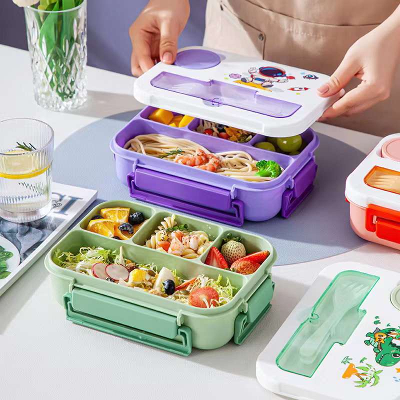 Compartmentalized Bento sealed lunch box with sauce cup