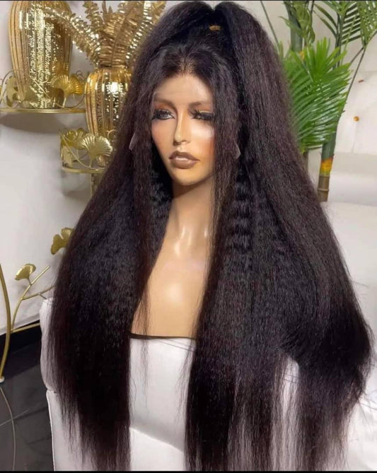 Prestyled Kinky ponytail 100% human hair Full frontal