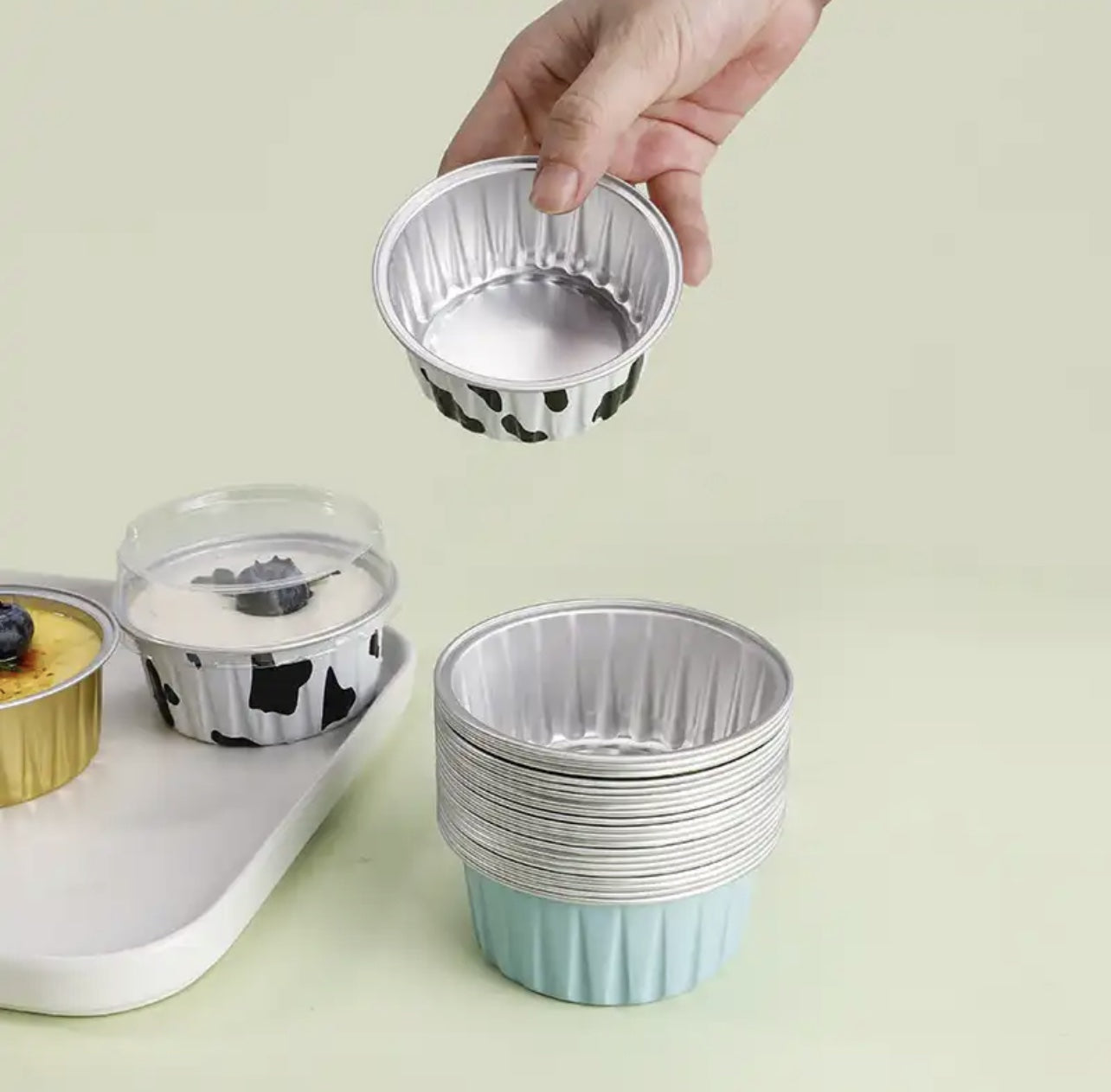 12PCS MULTIFUNCTIONAL ALUMINUM FOIL PUDDING CUP FOR CUPCAKES