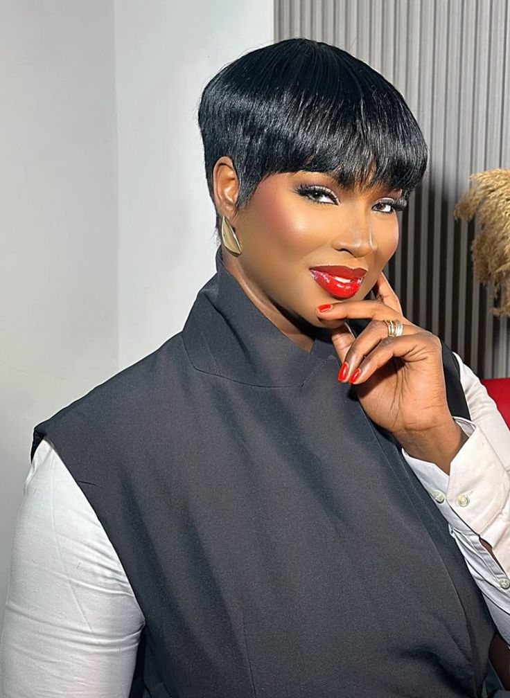 Goddess Skull cap Pixie Cut wig human hair