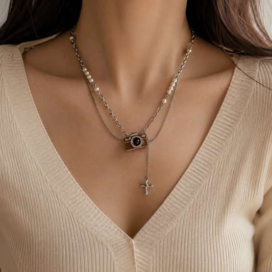 Camera Pendant  non Tarnish Content creators Cute necklace