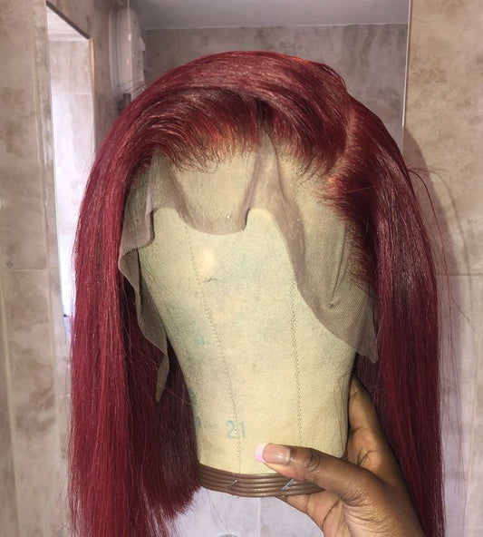 Full frontal wine human hair wig