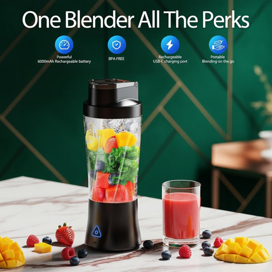 HIGH QUALITY COLOUR-CHANGING RECHARGEABLE SMOOTHIE MAKER/JUICER WITH SHARP 8 BLADES (ICE CRUSHING JUICER