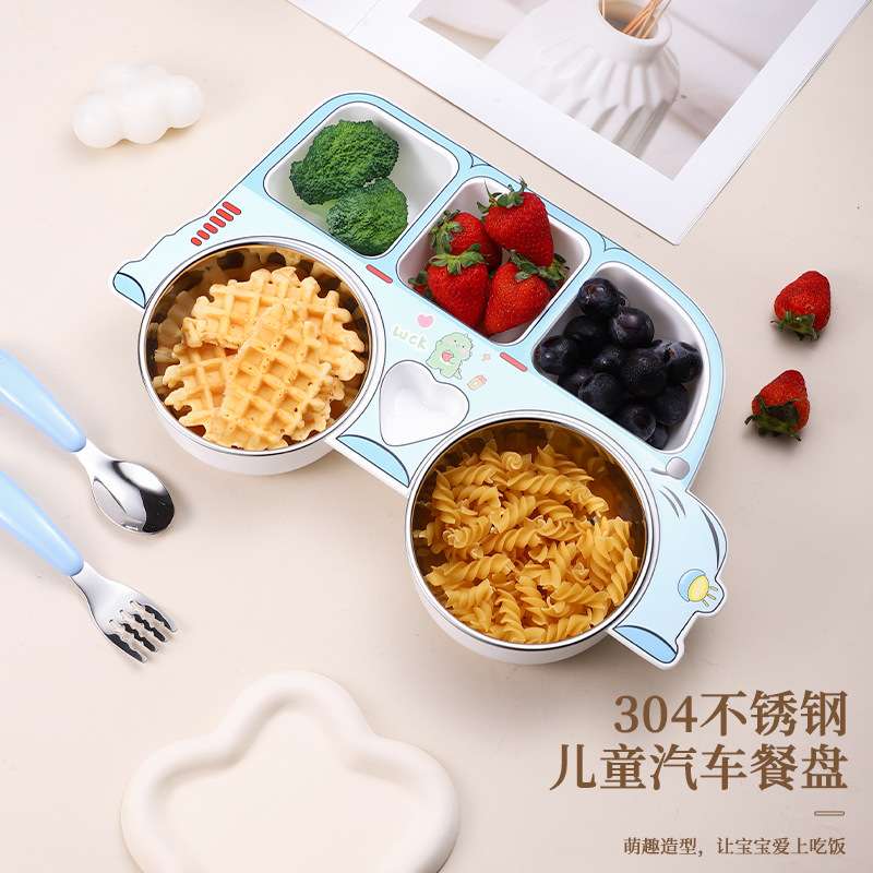 Bus  Baby Food Bowl Removable and Washable 304 Stainless Steel Belt