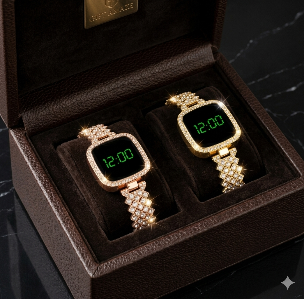 2  Led Display Ice Watches, Comes In A Beautiful Boxes Gold and silver