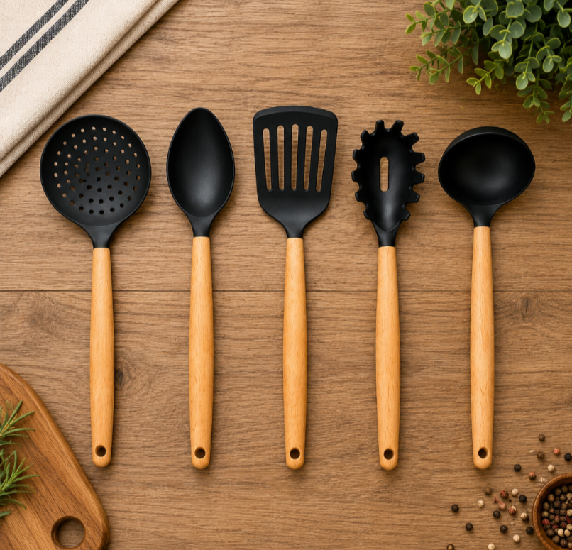 5 Set Non Stick Plastic Cooking Spoon Cookware