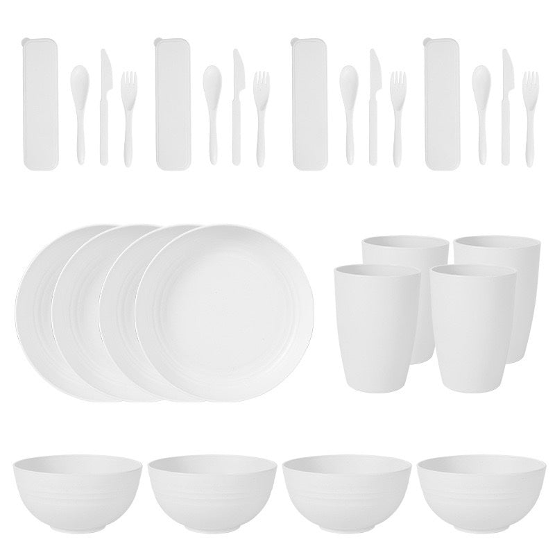 28 Pieces Plates, bowl, cup, serving dish set unbreakable plastic (no color selection)
