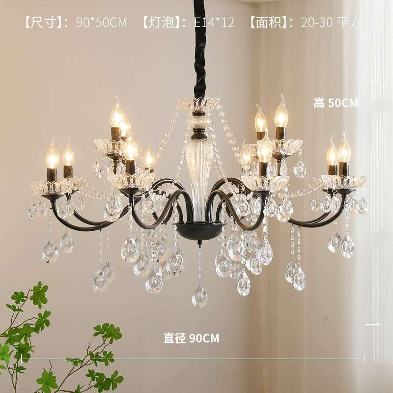Black High-end Crystal Chandelier French Light Luxury