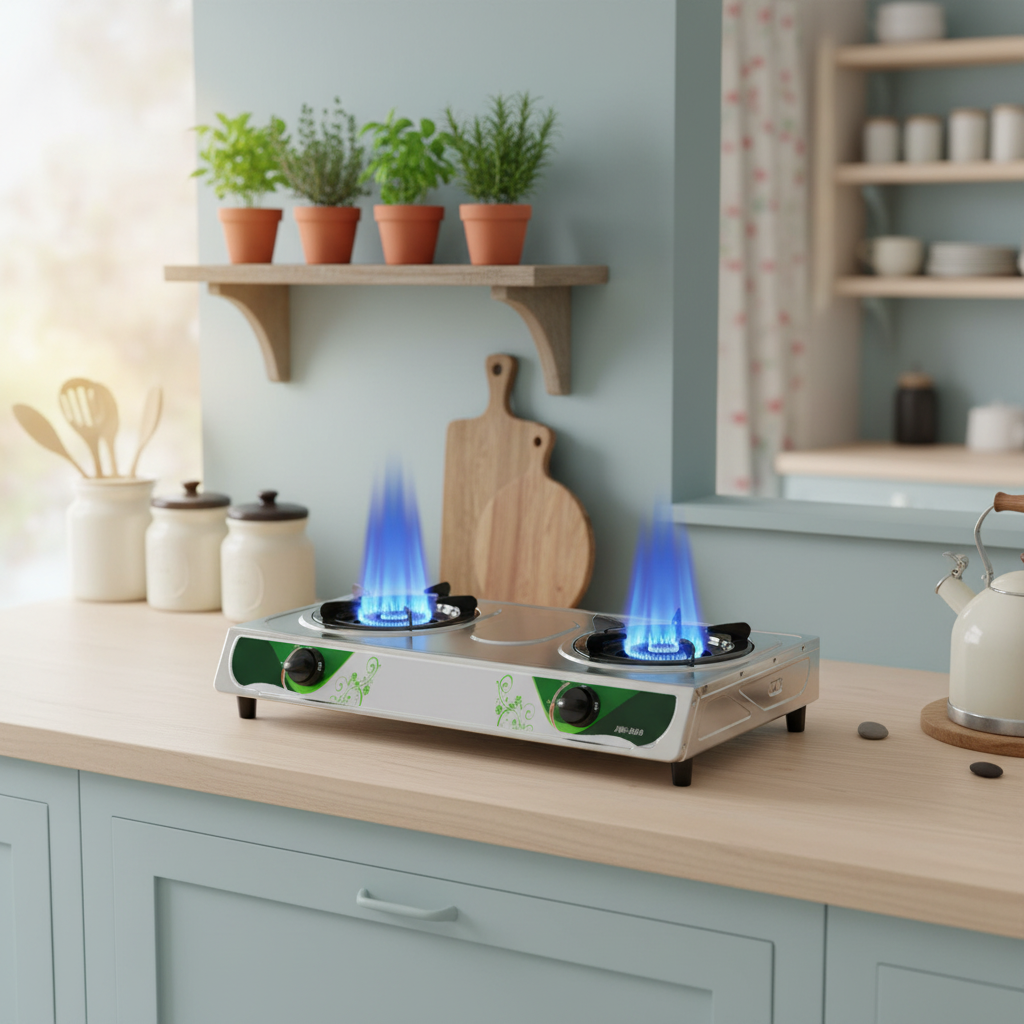 Double burner Stainless steel Gas Stove [AUTOMATIC IGNITION] very hot flame