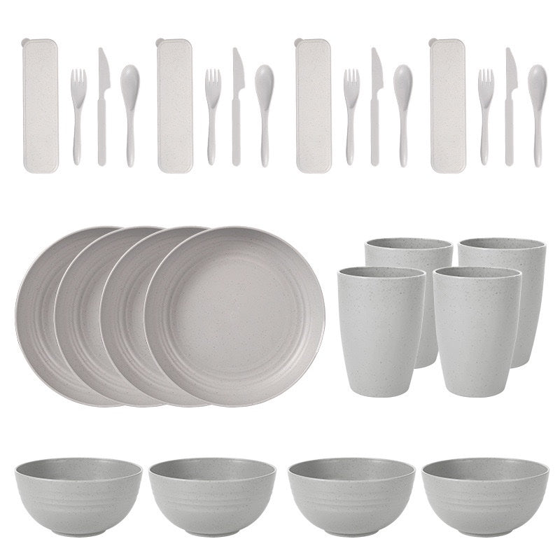 28 Pieces Plates, bowl, cup, serving dish set unbreakable plastic (no color selection)