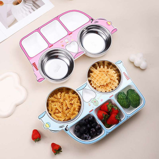 Bus  Baby Food Bowl Removable and Washable 304 Stainless Steel Belt