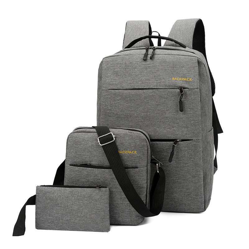 High Quality  USB Backpack Three-piece Notebook Schoolbag Waterproof quality (limited quantity)
