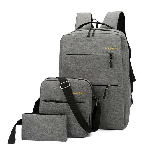 High Quality  USB Backpack Three-piece Notebook Schoolbag Waterproof quality (limited quantity)
