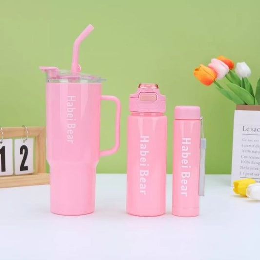 Pink - Habei 3 in 1 Shake Fitness tumbler with free Water bottle