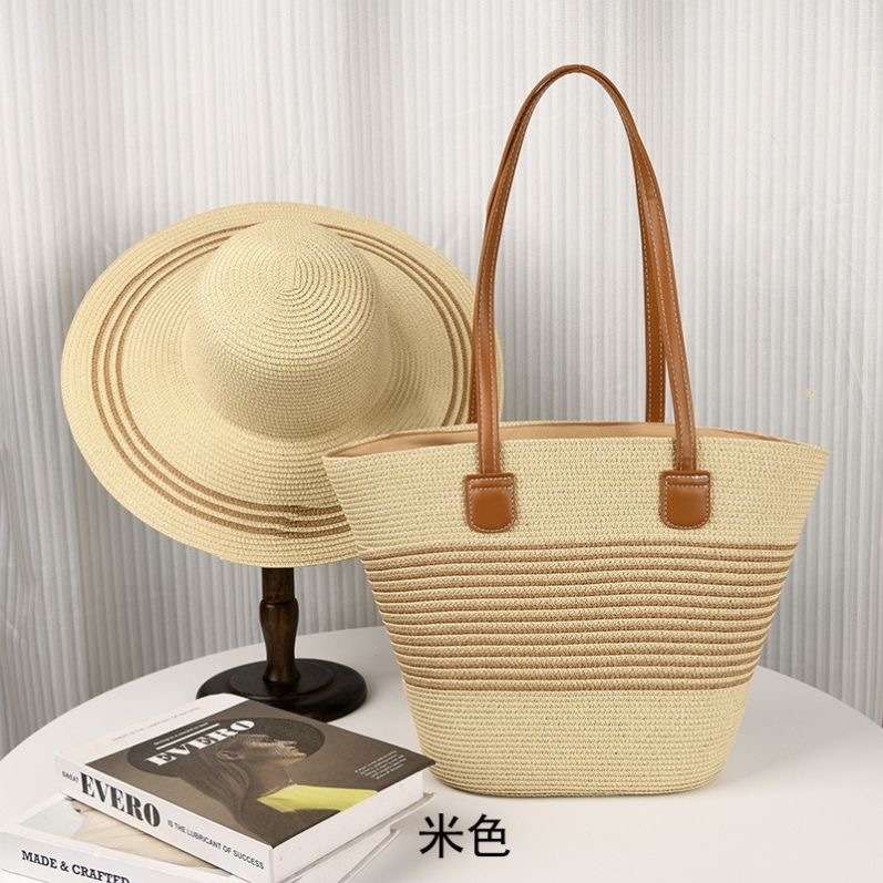 Two- piece Set Outdoor Travel Tote Bag Tide Big Hat
