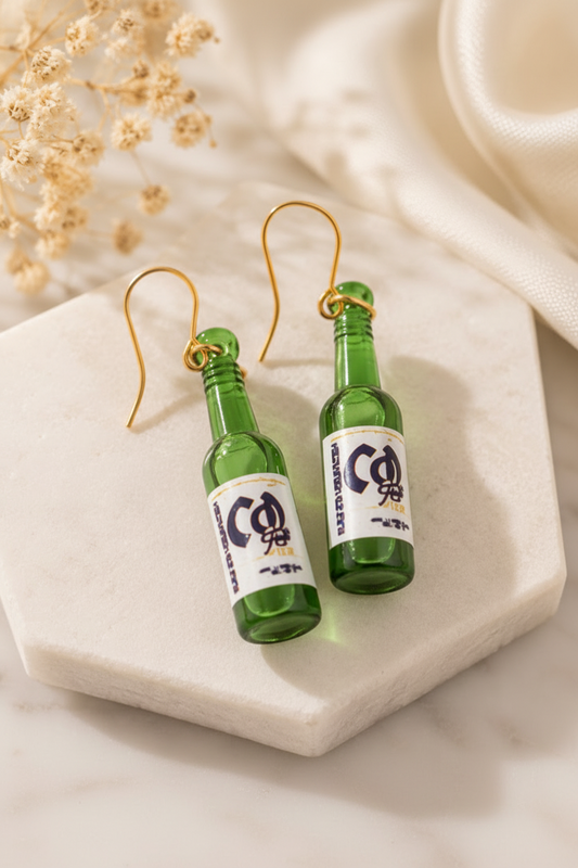 Green Soju Beer bottle Cute date Earrings (Copy)