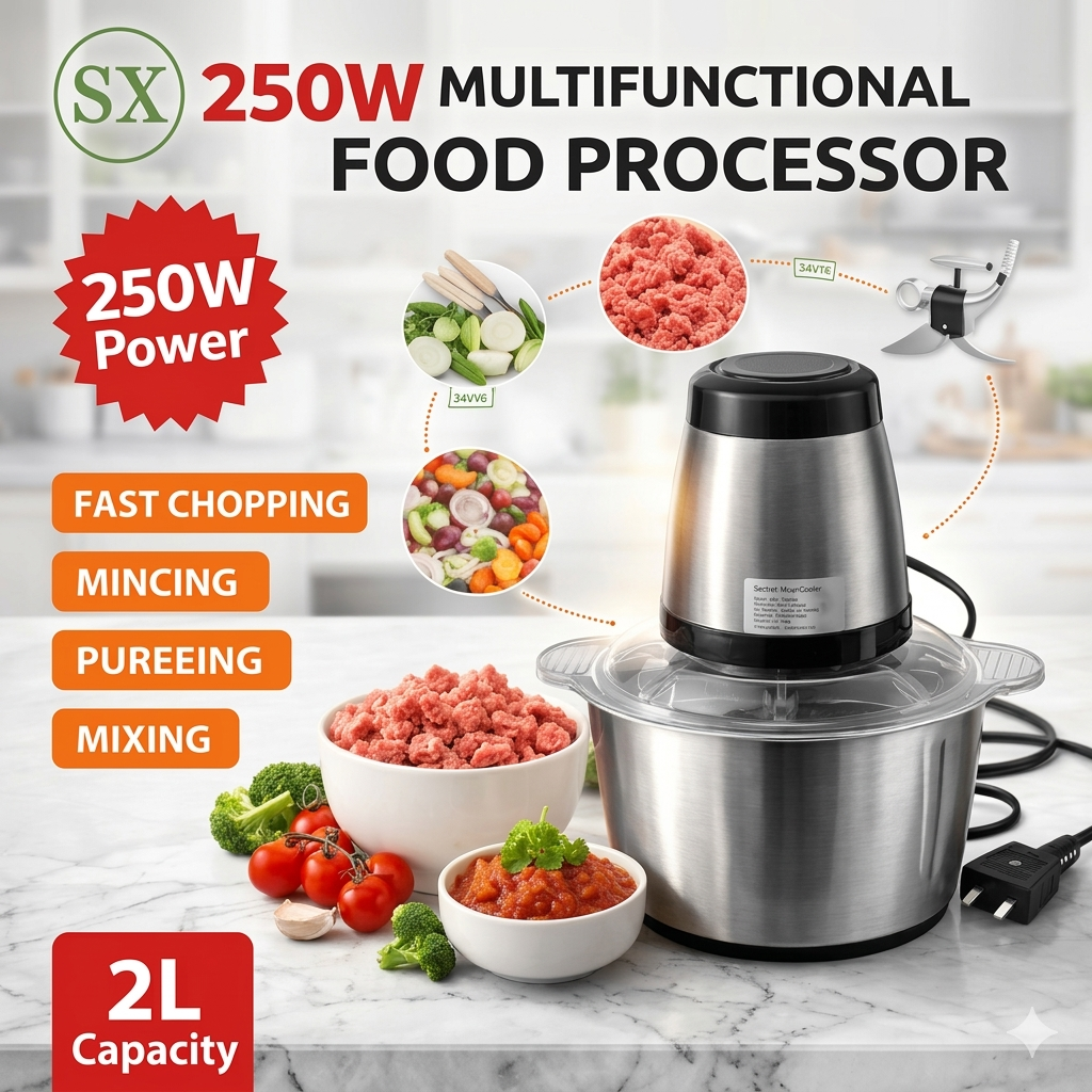 2L Stainless Yam Pounder /Food Processor Meat grinder Blender