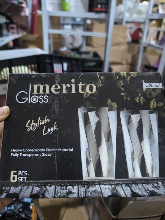Merito Acrylic Glass unbreakable Material 6pcs set