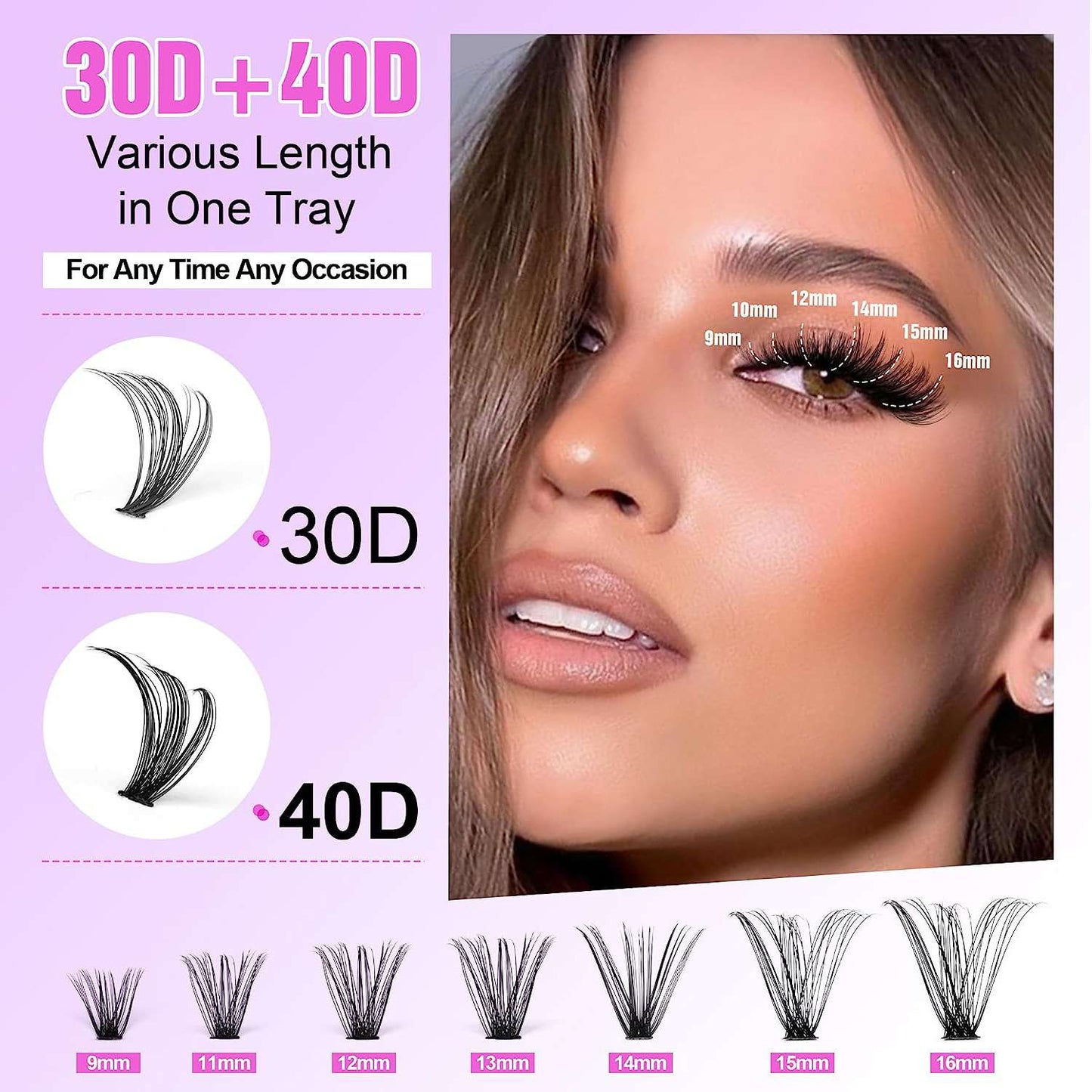 Human hair Natural Lashes30D/40D Mixed Set + Free gift