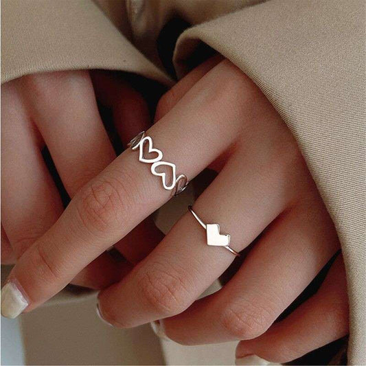 N43 Hollow Love Ring [set of two ring]