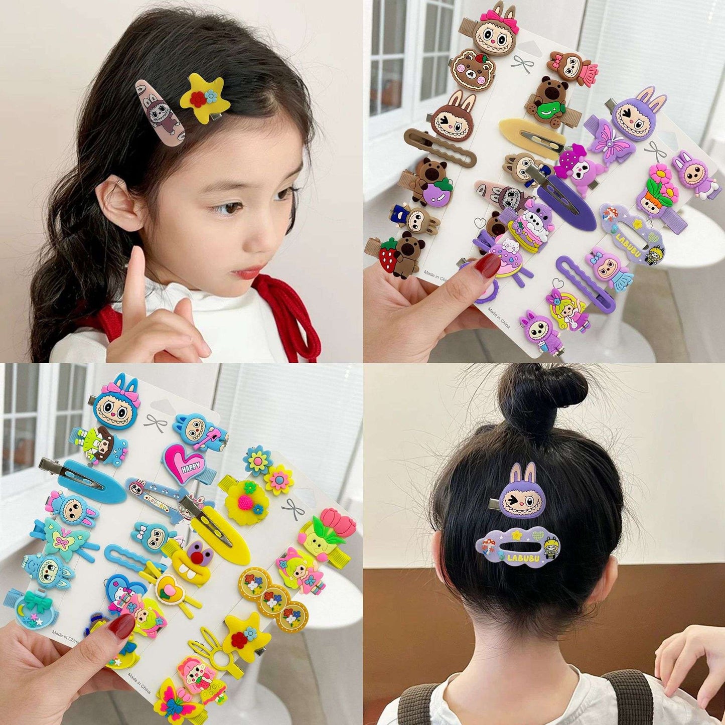 14-Piece Set of  Cute Cartoon Hair Clips for Children, Hair Accessories for Girls That Don'T Damage Hair, Fresh and Sweet Style Hair Clips Wholesale NH51
