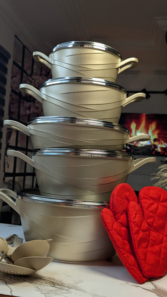 Heavy duty Granite pot set free Spoons & free mittens (no color selection) sizes - 20cm,24,28,32,28cm
