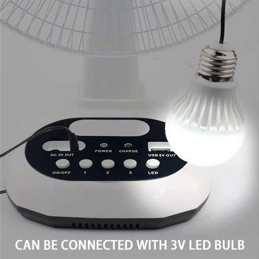 PUREVIEW 12 inch USB solar fan charging head with lamp desk fan solar fan ( battery life 9- 20hours)