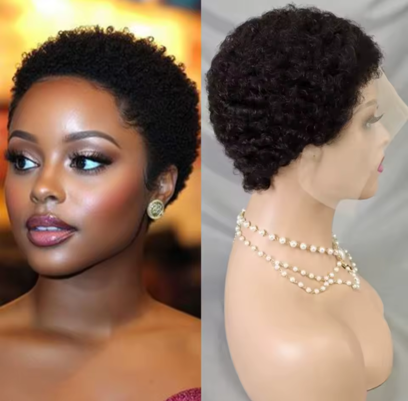 Jolita low cut 13x4 Transparent Lace Frontal Wig pure Mongolia kinky 100 % human hair