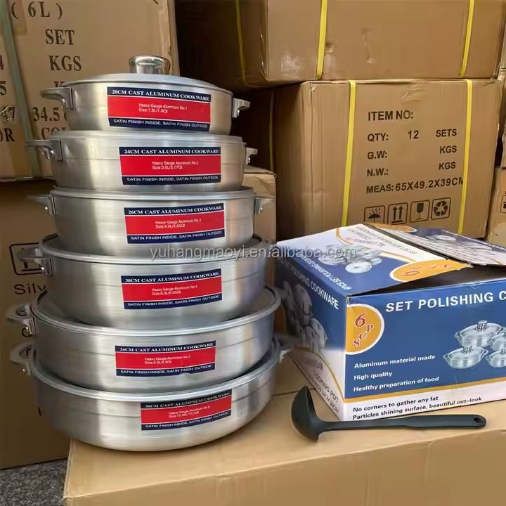 6set Cast Aluminium pot set German polish aluminum pot.(20,24,26,30,34,36cm)