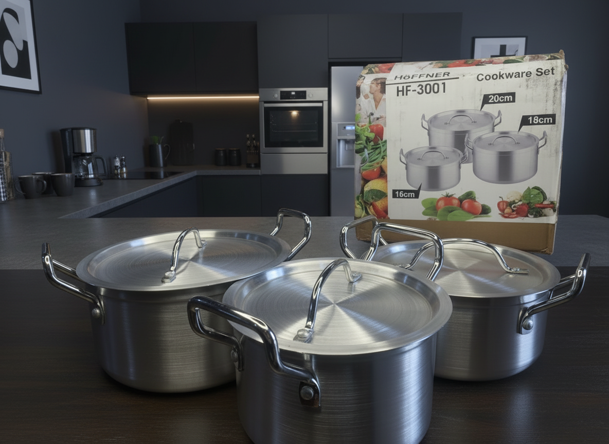 HOFFNER 3pcs Bachelor pot set(SIZE 16,18,2 0CM)