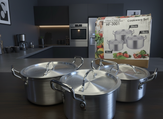 HOFFNER 3pcs Bachelor pot set(SIZE 16,18,2 0CM)