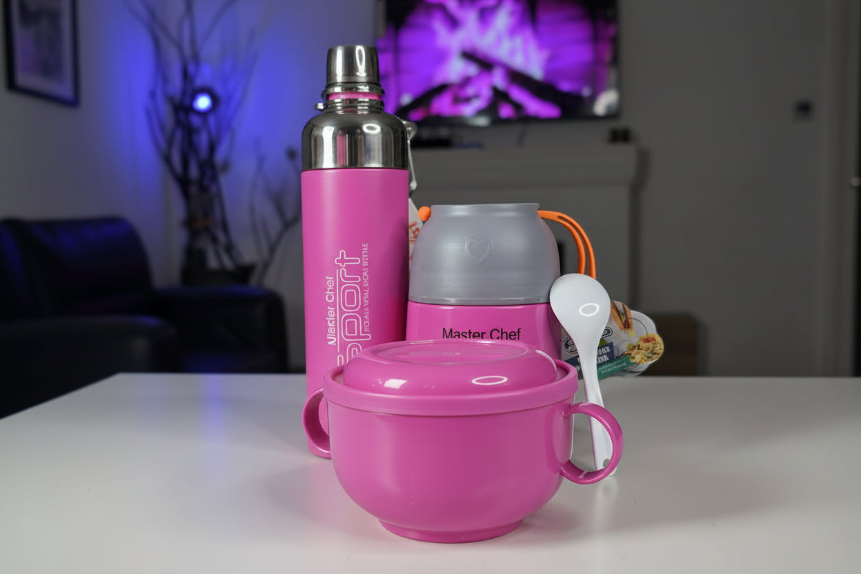 PINK - Nursey/kindergarten insulated Food Flask set