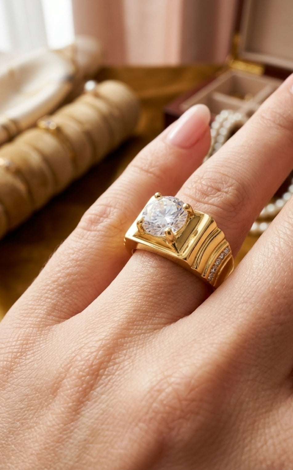 K47| Wholesale Crystal Wave Size8 Non Tarnish