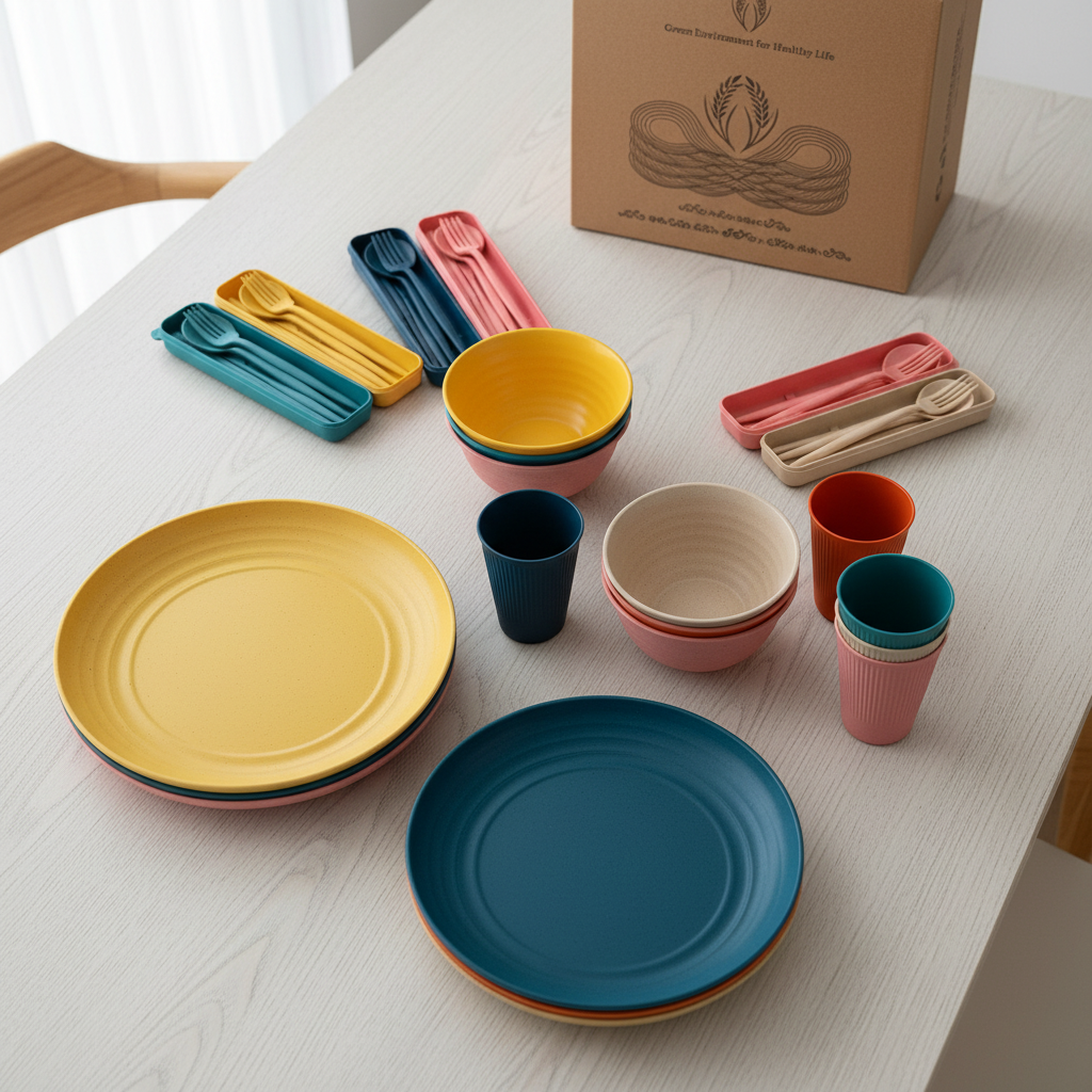 (Multi color ) 48PCS/SET HEALTHY ECO-FRIENDLY THICKENED PLASTIC DINNERWARES/SERVING SET + KITCHENWARES