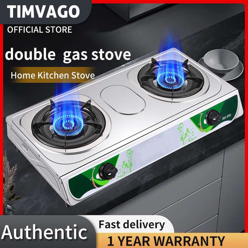 Double burner Stainless steel Gas Stove [AUTOMATIC IGNITION] very hot flame
