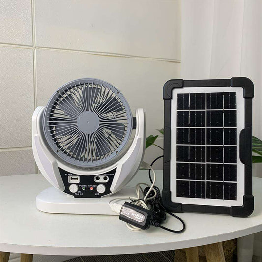 [Preorder] 6 to 9 hours Rechargeable Long Lasting Table Fan + Solar kit & and bulbs - with in built power bank to charge your phone - [Arrives Nigeria in 60days]