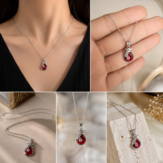 UC9 Royal Ruby  Necklace Non Tarnish Exquisite titanium and steel necklace