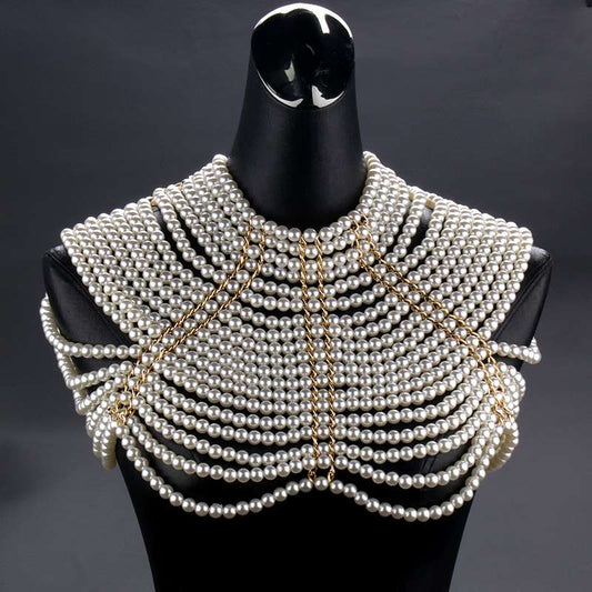 Amour Top pearl handmade shoulder Costume Designer top