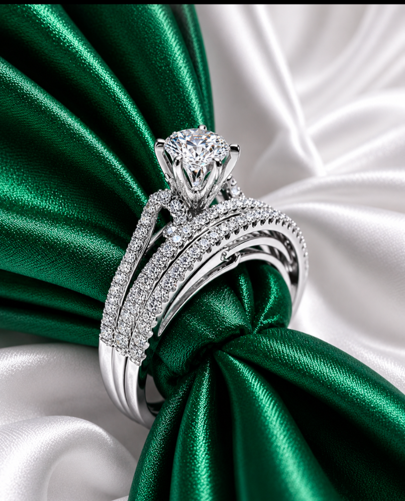 Ivy Diamond Engagement ring | Silver sterling wedding band